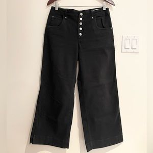 Gap high rise wide-leg crop black denim pant, 3/4 length